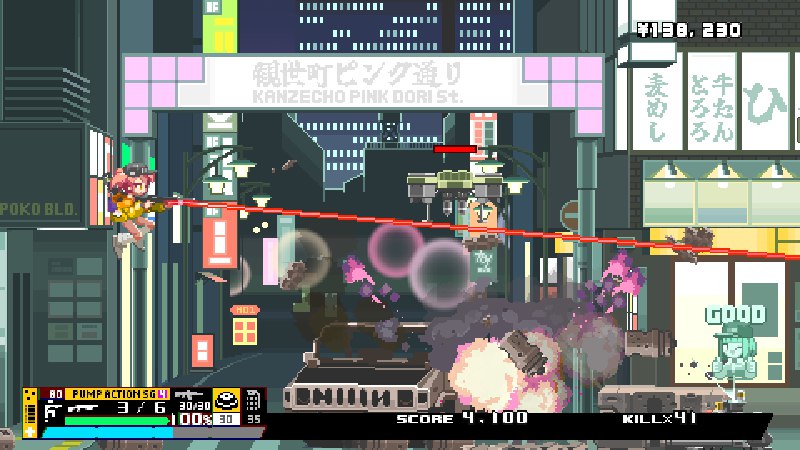 硝基特快/Nitro Express《硝基特快》是一款以日本城市为舞台的2D横卷轴枪战动作游戏