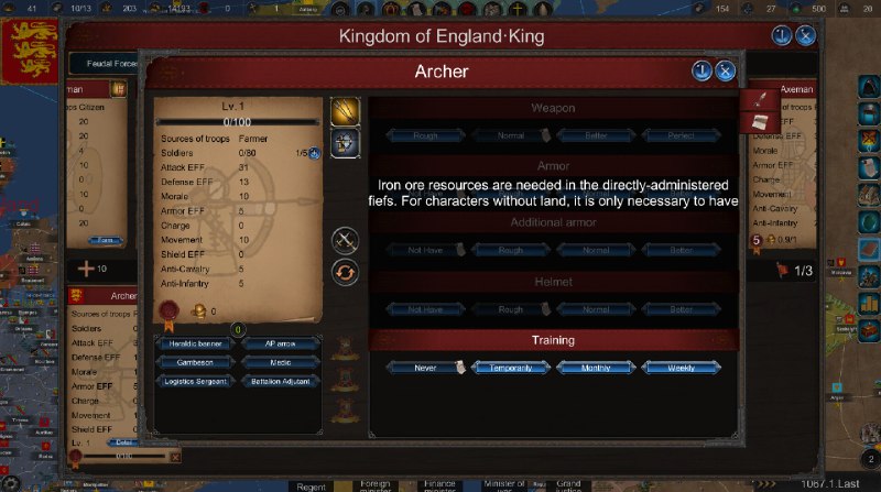 君主:中世纪 重制版/Monarch : Medieval Remastered在中世纪扮演一名领主，通过与其他领主交互，锻炼自己，缔结契约，结婚传承，发展封地，阴谋诡计，战争掠夺等策略行为，发展自己的封地，壮大自己的家族，谱写自己的家族传承与故事