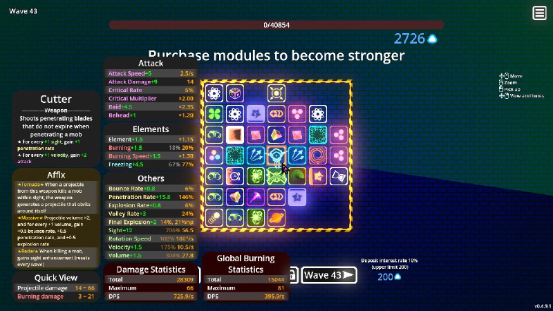 霓虹攀升/Neon Ascending强调机制的格子管理肉鸽塔防，以及许多闪闪发光的特效