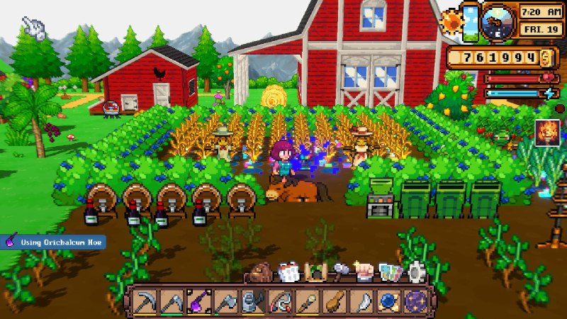 富饶之乡/Cornucopia玉米地》是一款迷人的 2.5D 像素艺术农场模拟 RPG 游戏，拥有创新的土壤/堆肥系统、动物拍卖和宠物伴侣