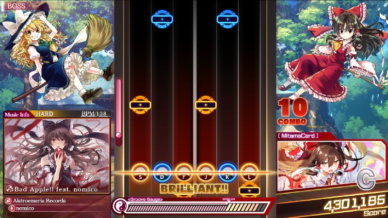 东方弹幕神乐 失落幻想/Touhou Danmaku Kagura Phantasia Lost“幻想乡的毁灭，是因为你啊——” 可以游玩东方Project的热门改编曲的音乐游戏