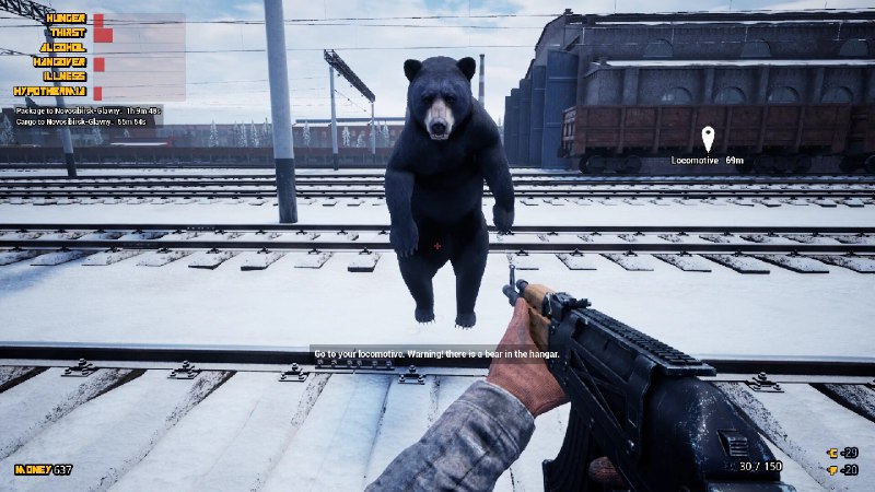 跨西伯利亚铁路模拟器/Trans Siberian Railway Simulator驾驶一节经典的俄式火车头，摆脱阻挡你前行的各种野生动物、悍匪、猛烈的霜冻以及反复破损的火车头这些不利因素