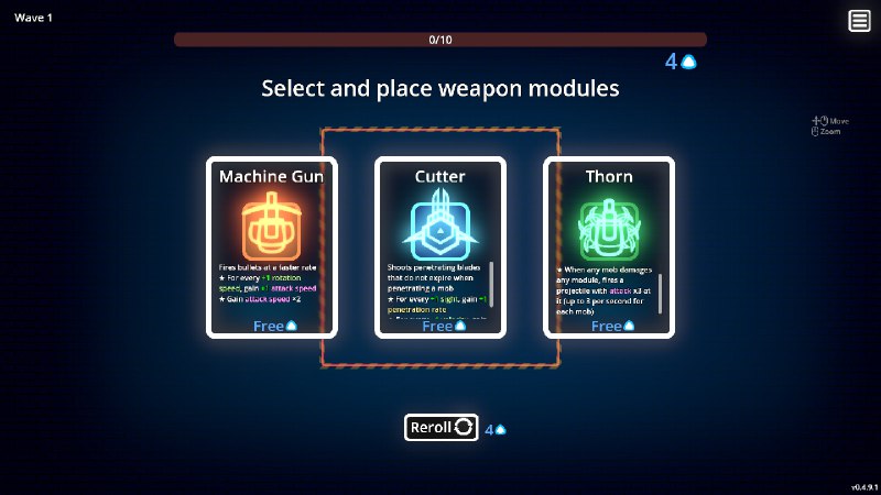 霓虹攀升/Neon Ascending强调机制的格子管理肉鸽塔防，以及许多闪闪发光的特效