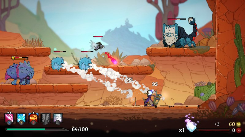 魂降/Spiritfall《Spiritfall》是一款快节奏的 Roguelite 动作游戏，其战斗灵感来自 2D 平台格斗游戏