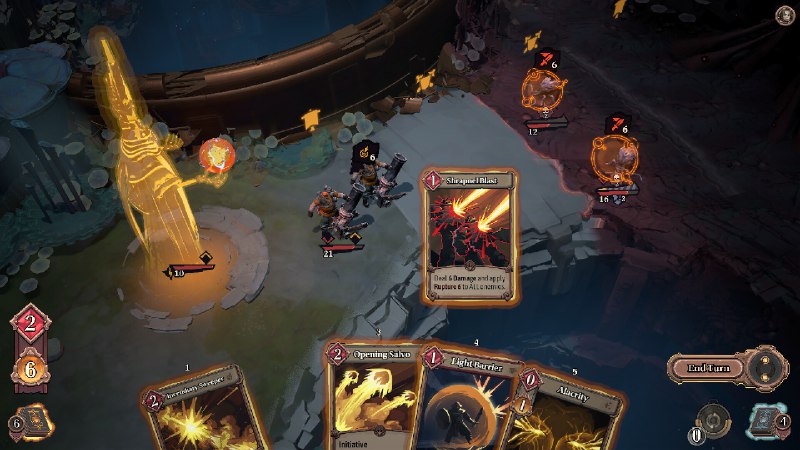 永夜之围/As We Descend在这款注重策略的牌组构建式类Rogue游戏中，招兵买马、训练升级，踏破魔物肆虐的荒野